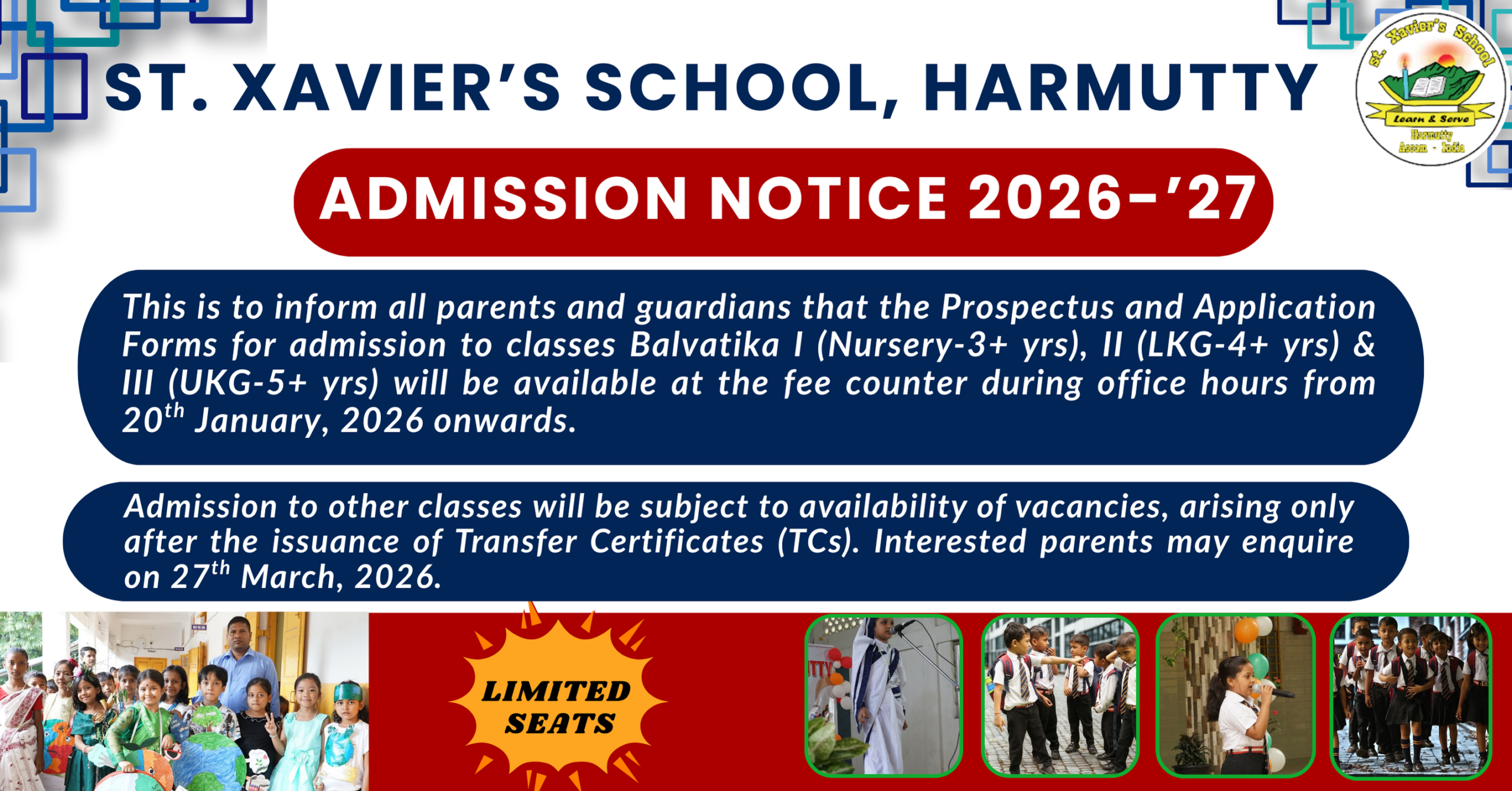 ADMISSION NOTICE - ST. XAVIER'S SCHOOL - HARMUTTY